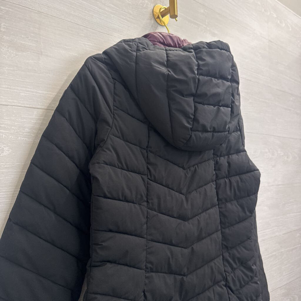 HFX Black/ Burgundy Hooded Puffer Jacket Medium