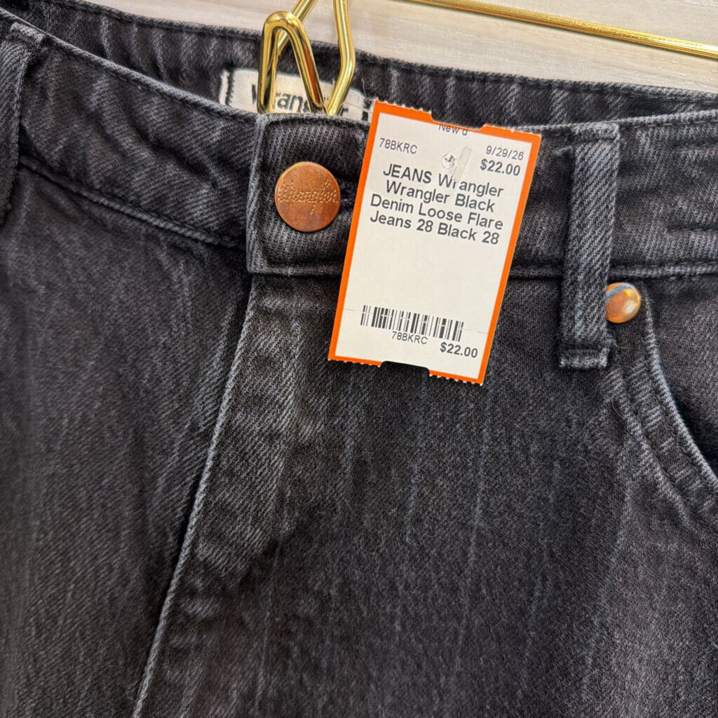 Wrangler Black Denim Loose Flare Jeans 28