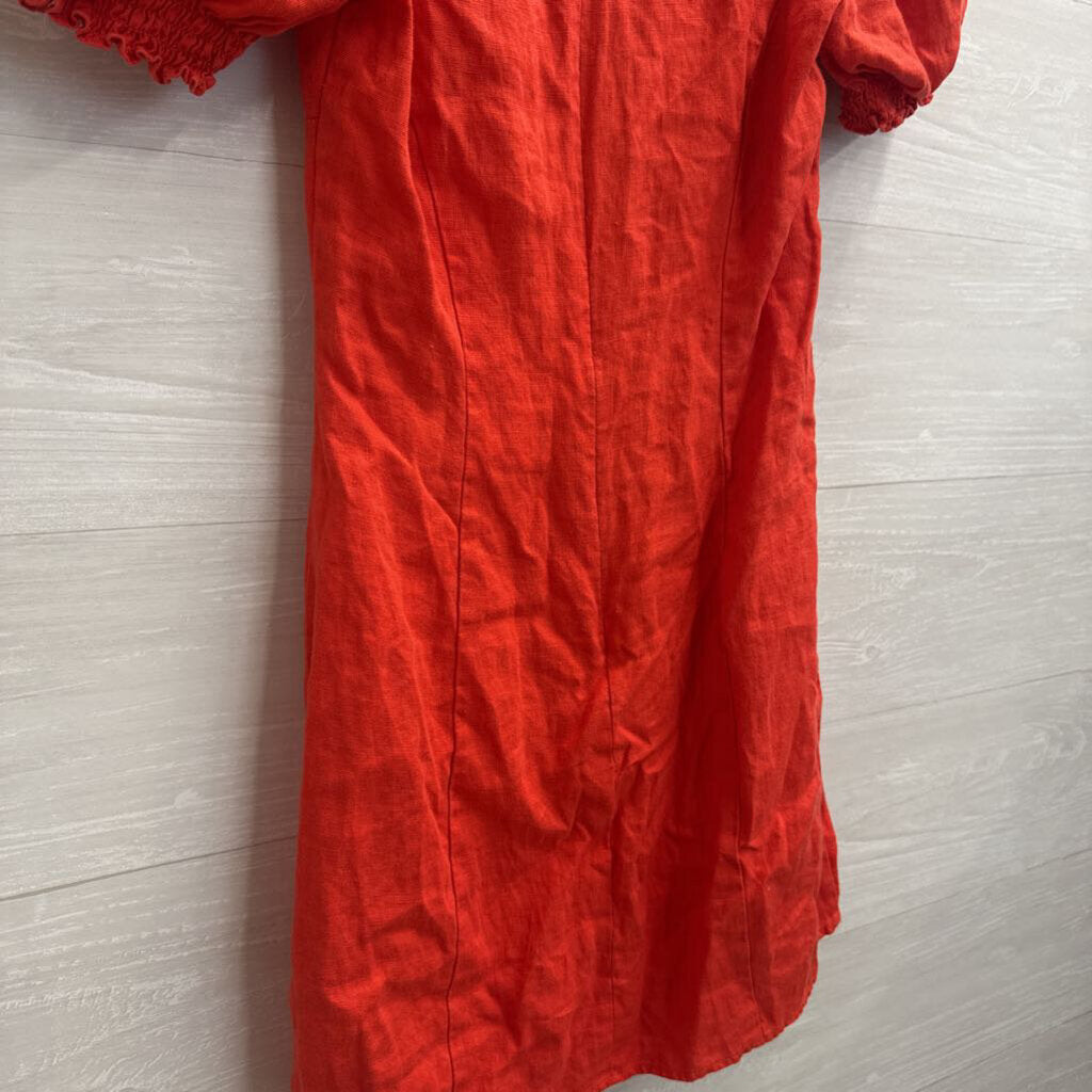 Reformation Orange Short Puff Sleeve Mini Dress 4