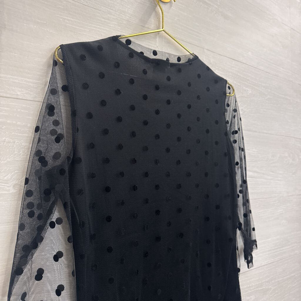Adore Black Polka Dot Long Sleeve Top Medium