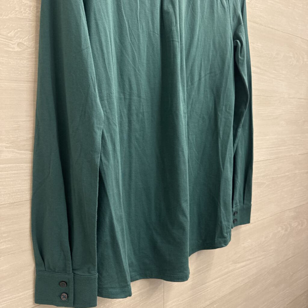 Lands End Green Long Sleeve Henley Top Extra Small
