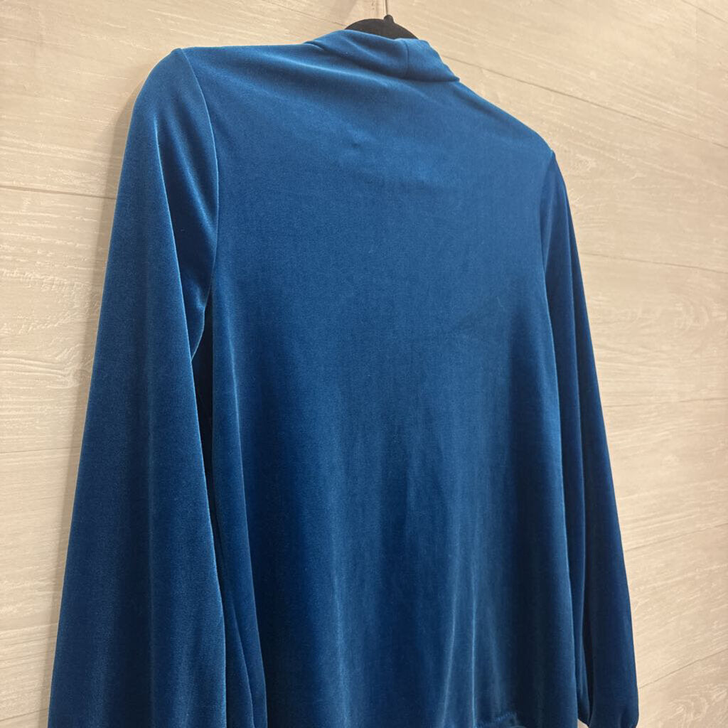 Boden Blue Velour Tie Front Long Sleeve V Neck Top 6
