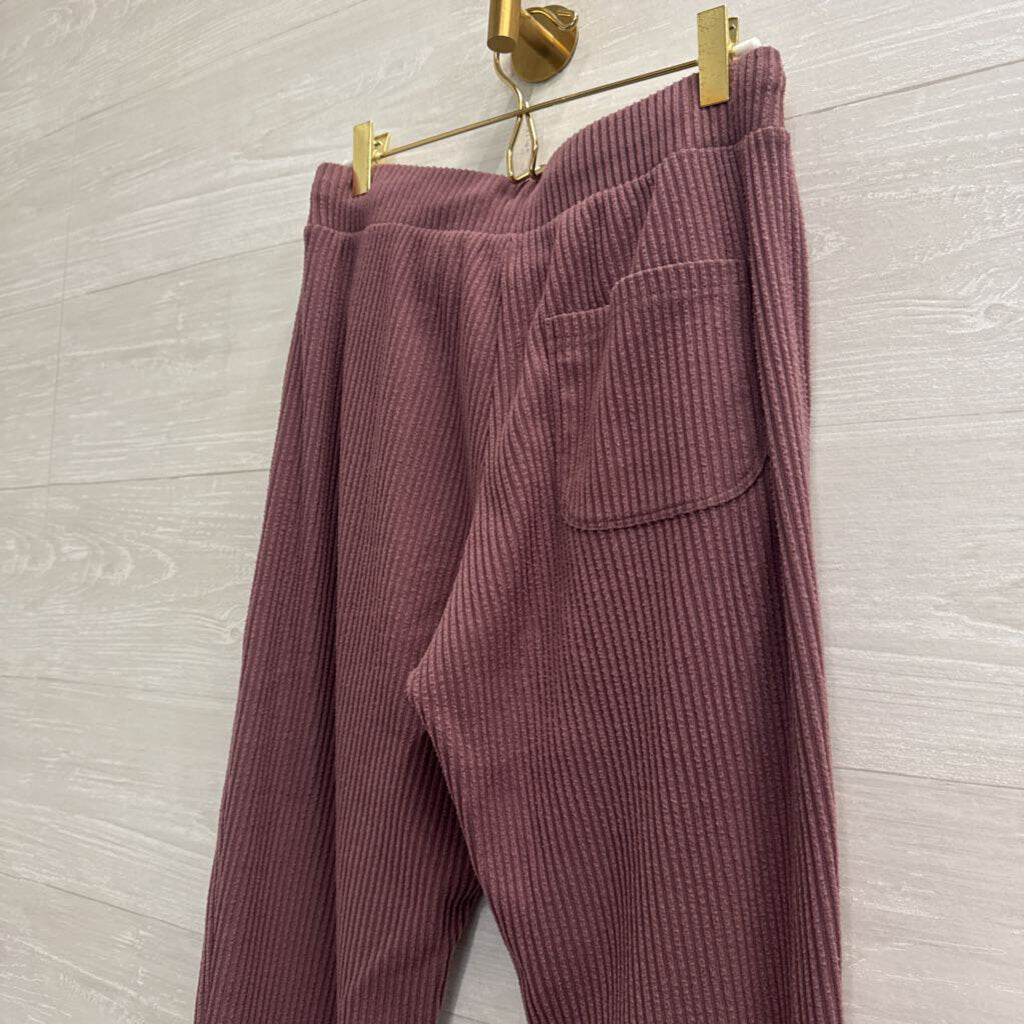 Alo Purple Ribbed Pull On Jogger Lounge Pants Small