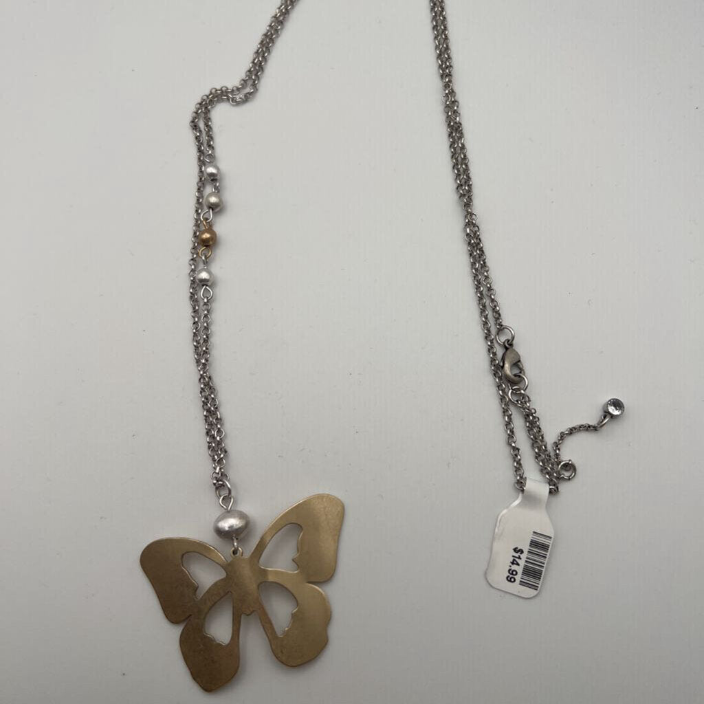 Silver Butterfly Pendant Necklace