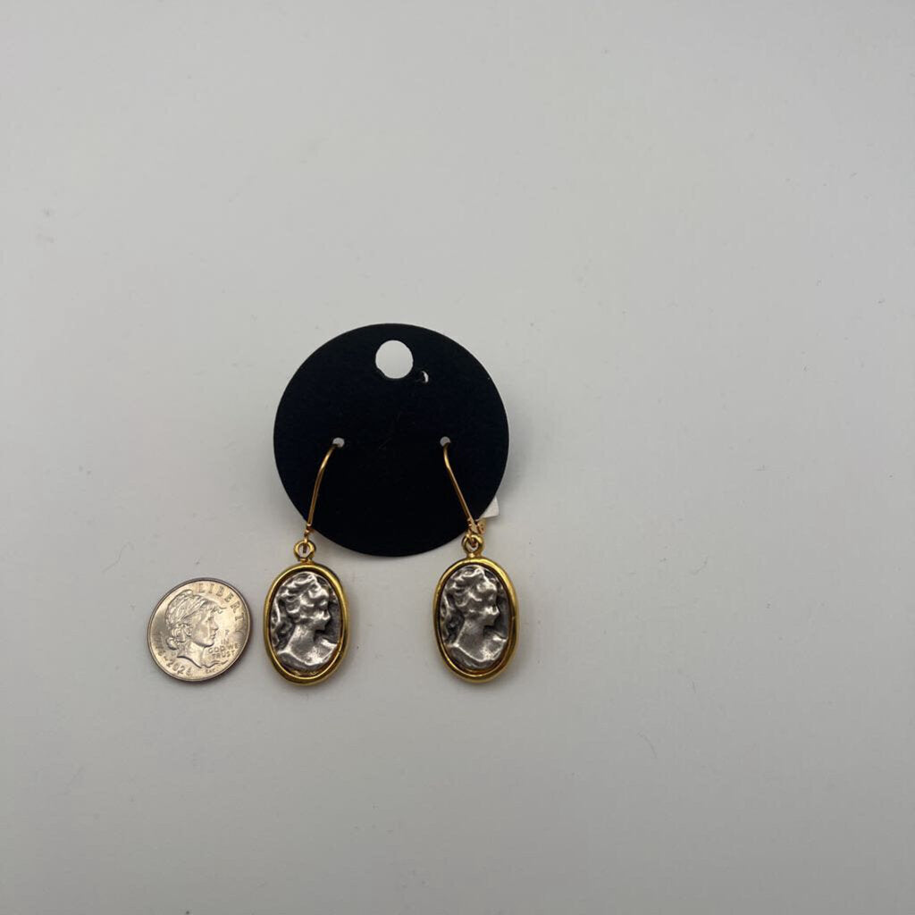 Gold/ Silver Cameo Earrings