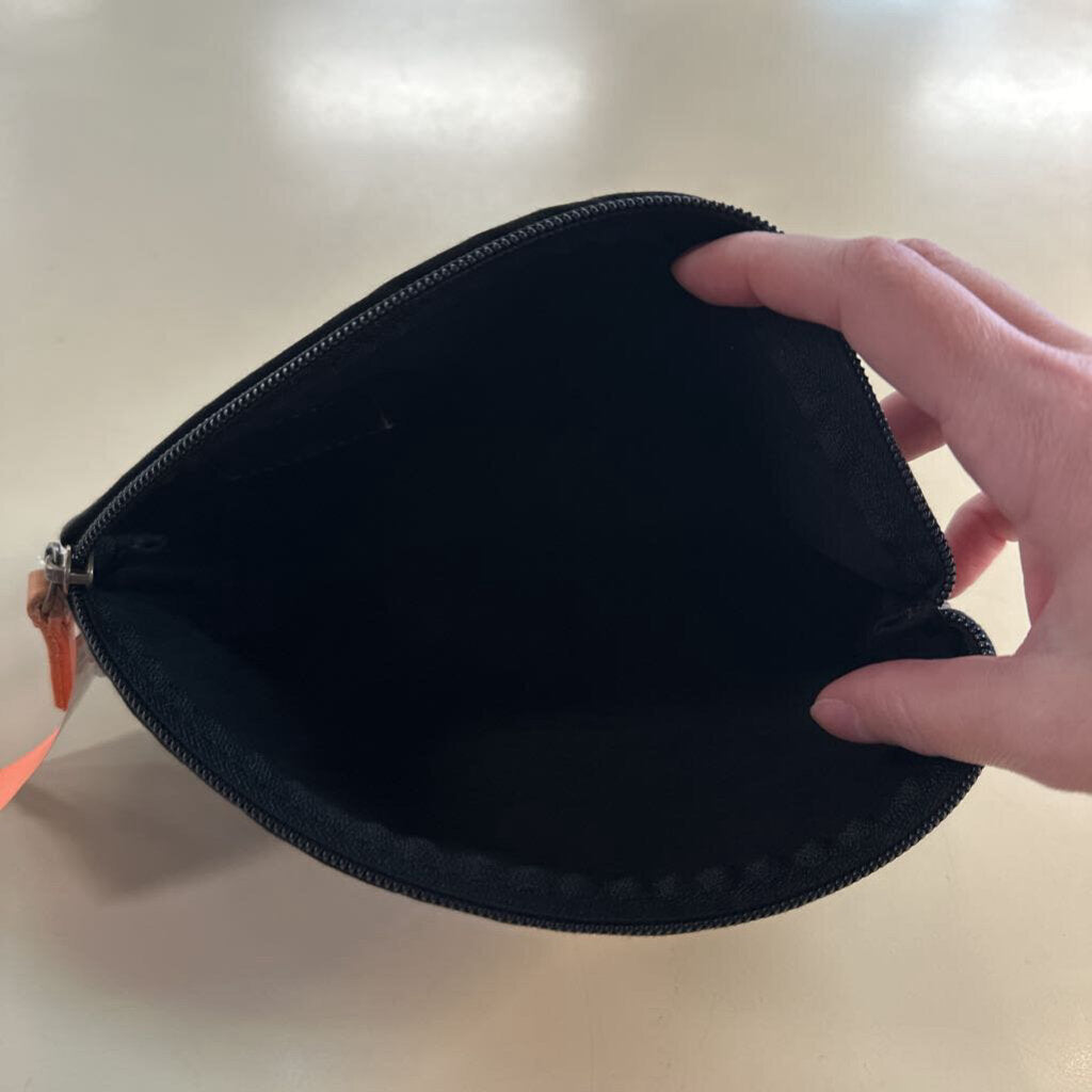 Meanwhile Back on the Farm Black Leather Cosmetics Pouch