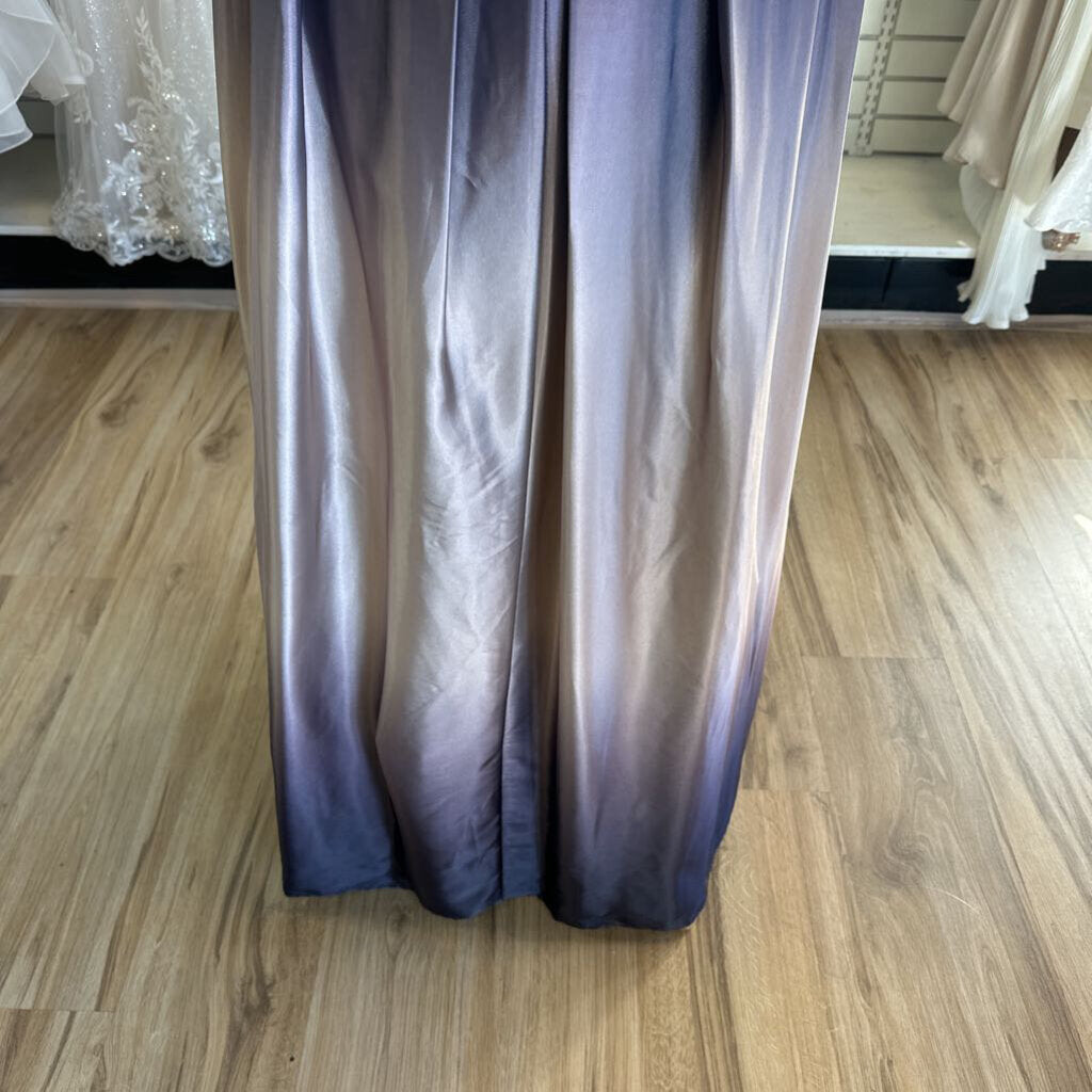 SLNY Black/ Purple Ombre Long Sleeve Long Formal Dress 12