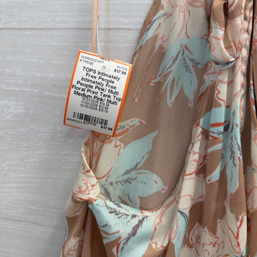 Intimately Free People Pink/ Multi Floral Print Tank Top Medium