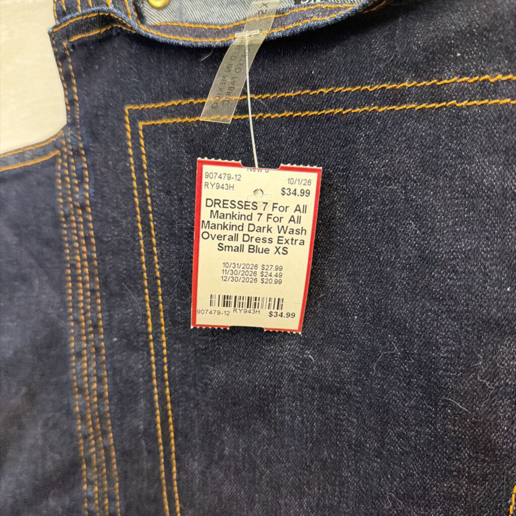 7 For All Mankind Dark Wash Overall Dress Extra Small