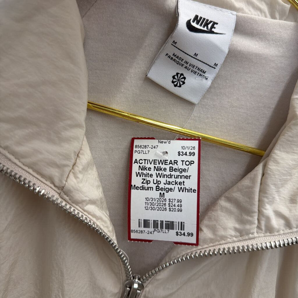 Nike Beige/ White Windrunner Zip Up Jacket Medium