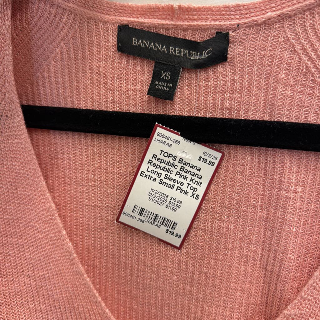 Banana Republic Pink Knit Long Sleeve Top Extra Small