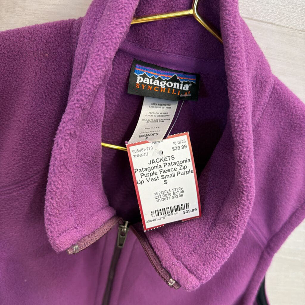 Patagonia Purple Fleece Zip Up Vest Small