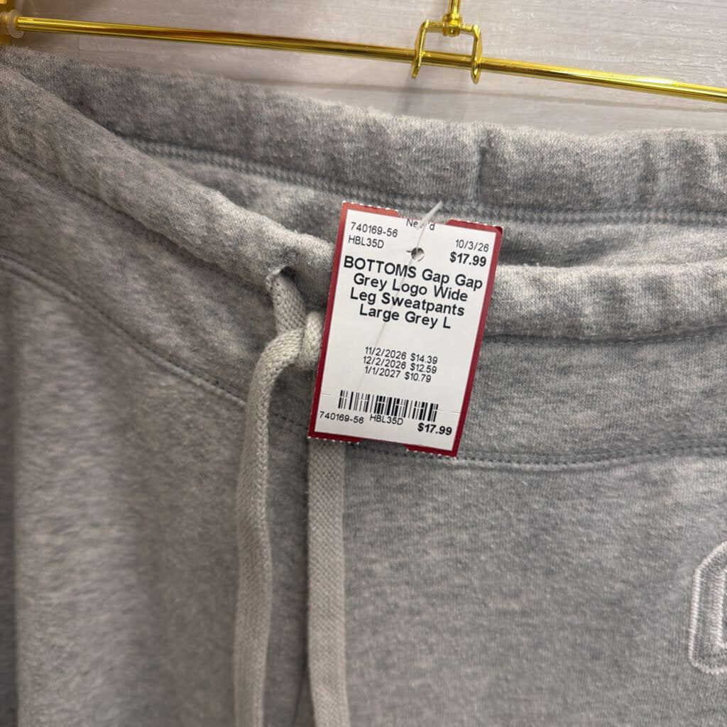 Gap Grey Logo Wide Leg Sweatpants Large