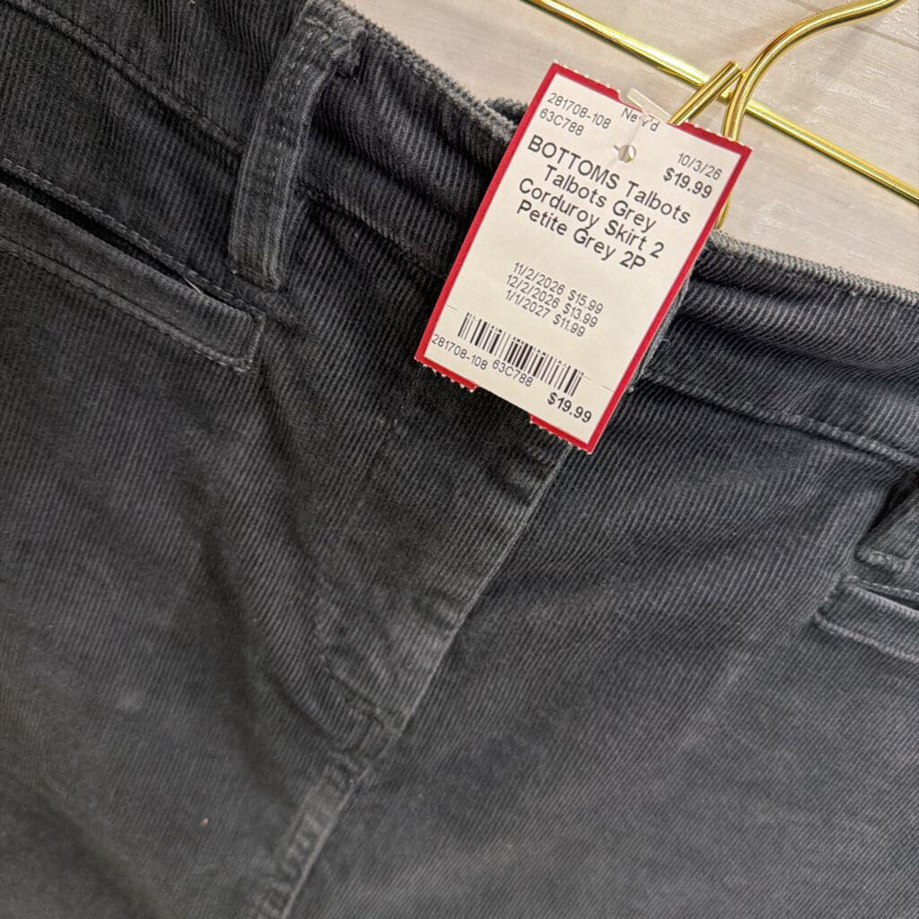 Talbots Grey Corduroy Skirt 2 Petite