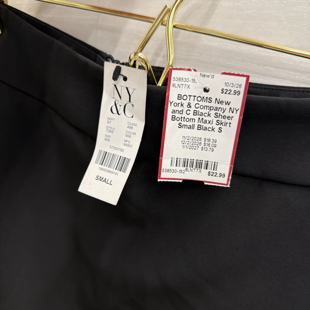 NY and C Black Sheer Bottom Maxi Skirt Small