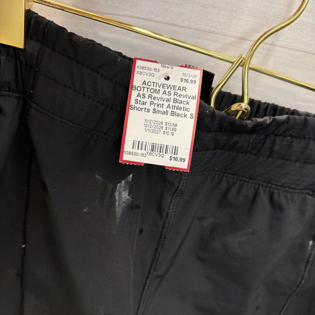 AS Revival Black Star Print Athletic Shorts Small