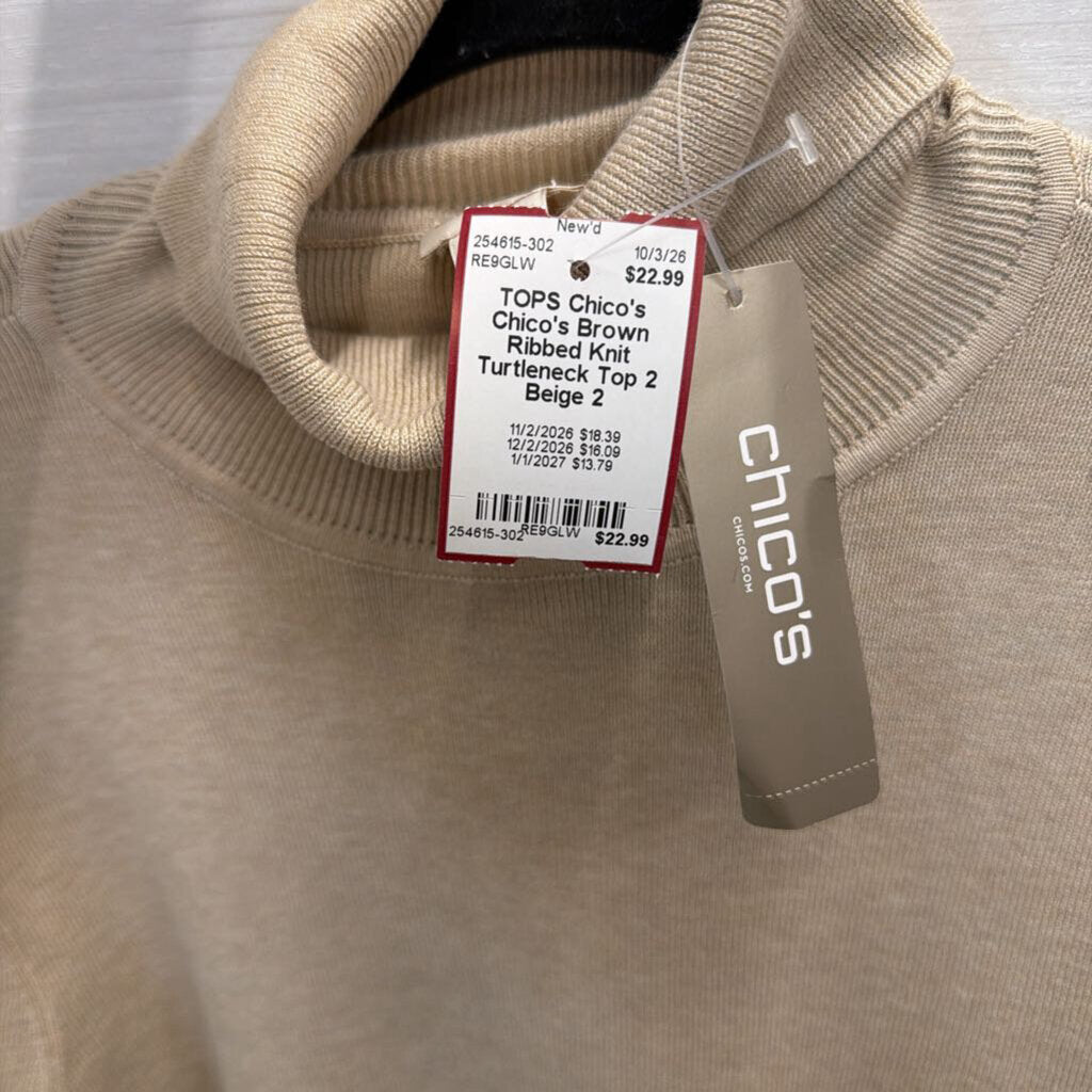Chico's Brown Ribbed Knit Turtleneck Top 2