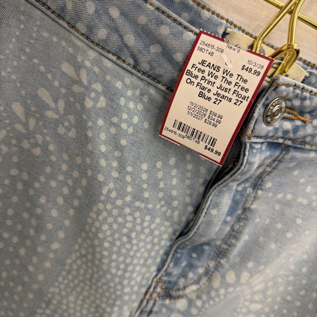 We The Free Blue Print Just Float On Flare Jeans 27