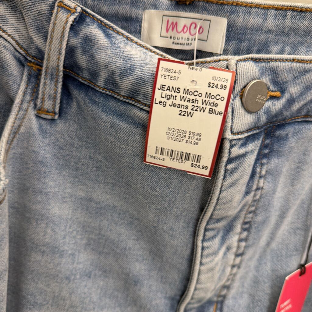 MoCo Light Wash Wide Leg Jeans 22W