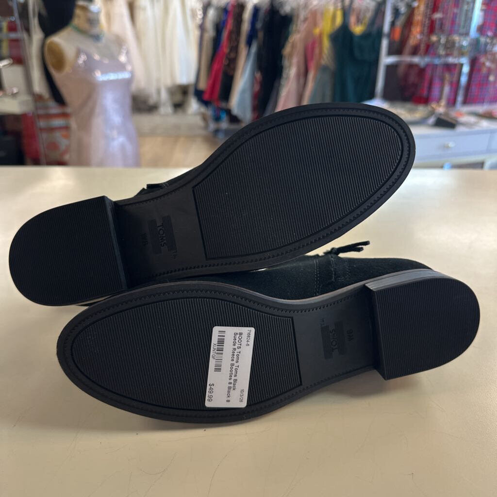 Toms Black Suede Reece Booties 8