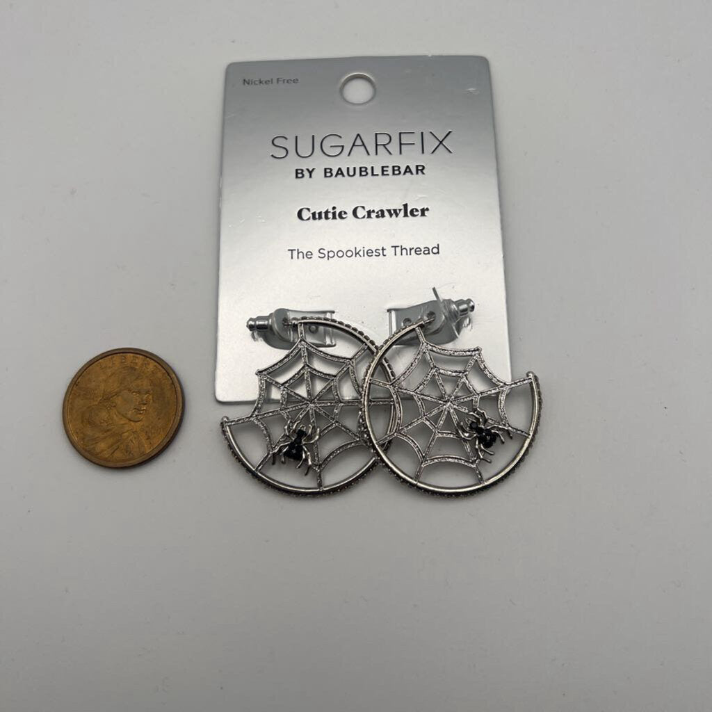 Sugarfix by BaubleBar Silver Spiderweb Hoop Earrings