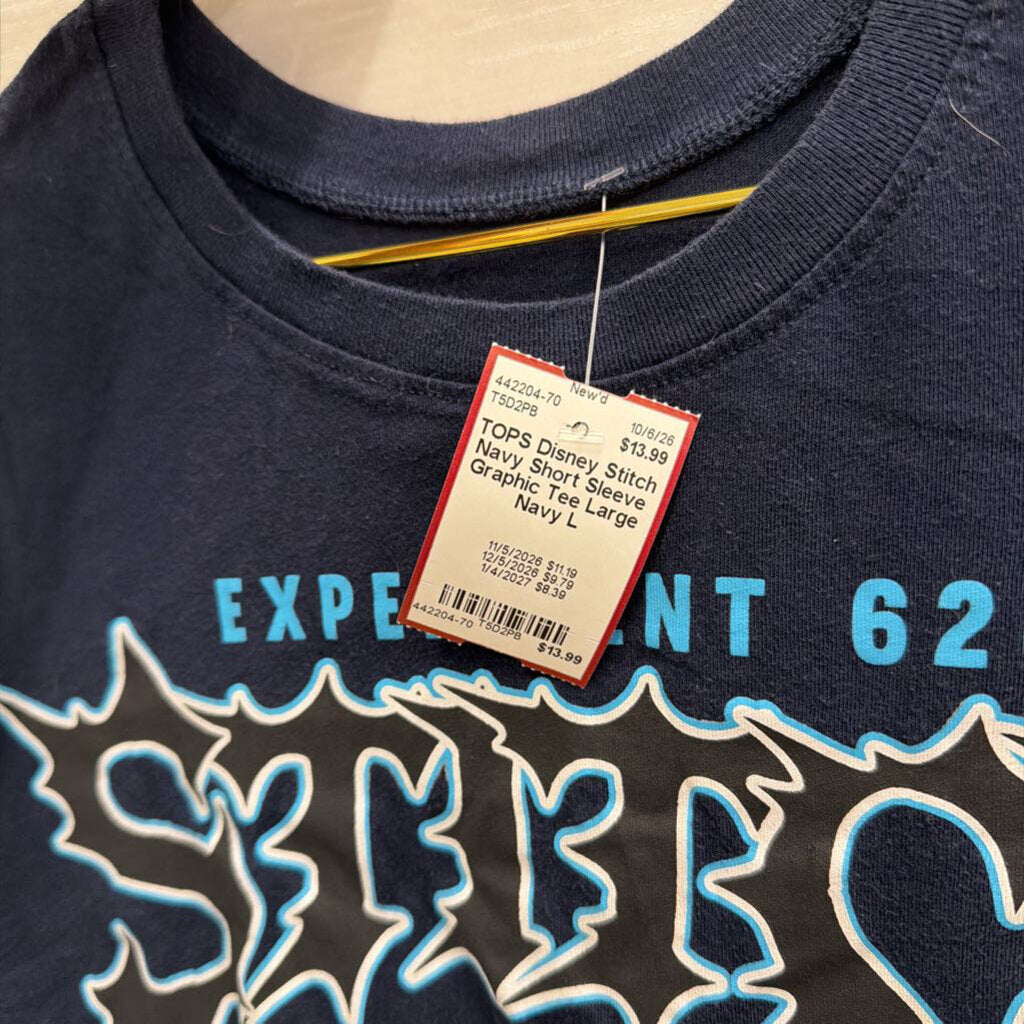 Stitch Navy Short Sleeve Graphic Tee Large