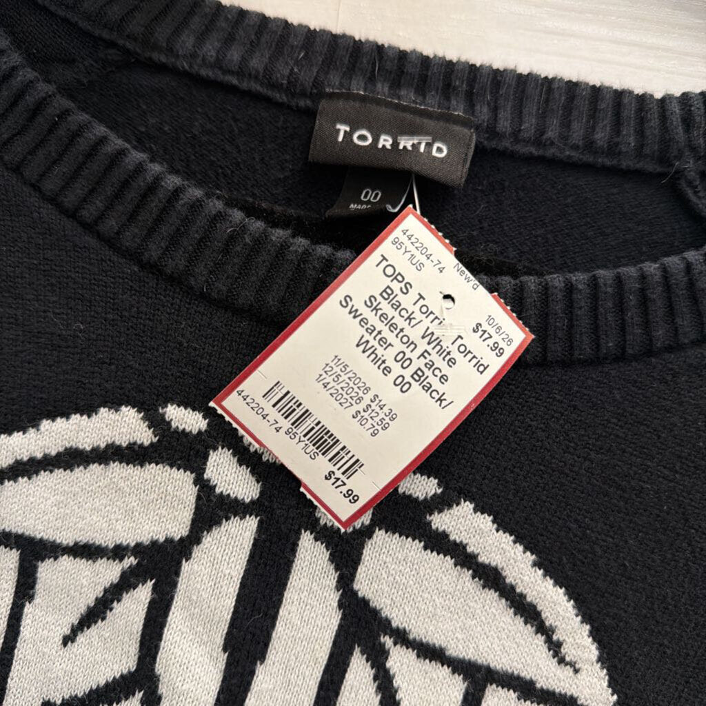 Torrid Black/ White Skeleton Face Sweater 00