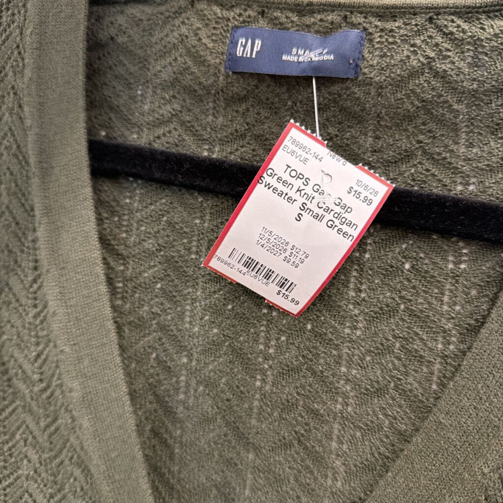 Gap Green Knit Cardigan Sweater Small