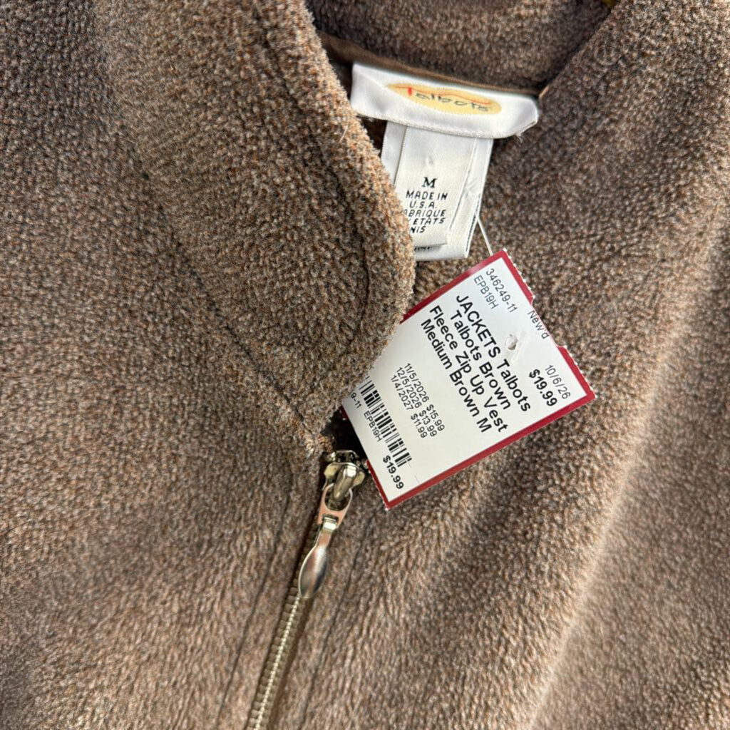Talbots Brown Fleece Zip Up Vest Medium