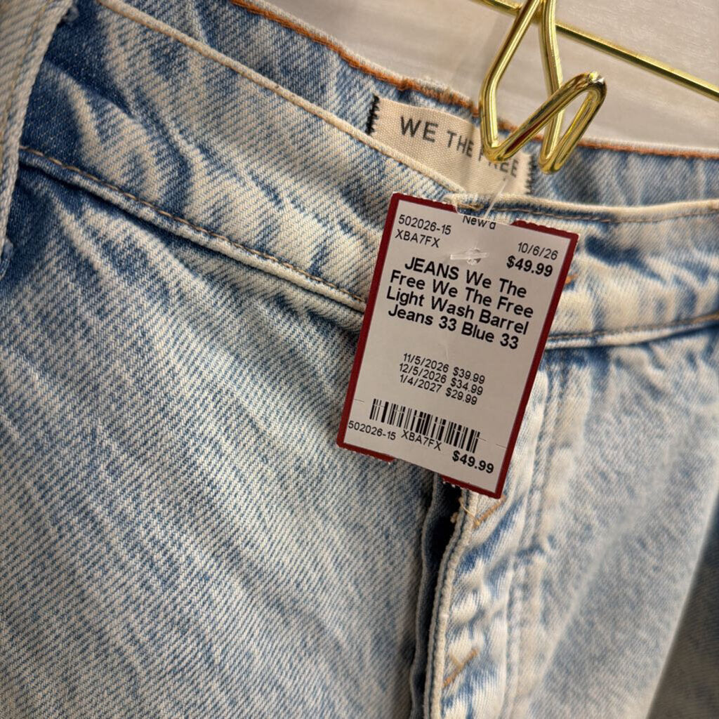 We The Free Light Wash Barrel Jeans 33