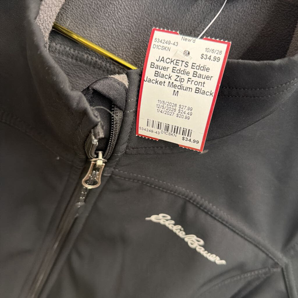 Eddie Bauer Black Zip Front Jacket Medium
