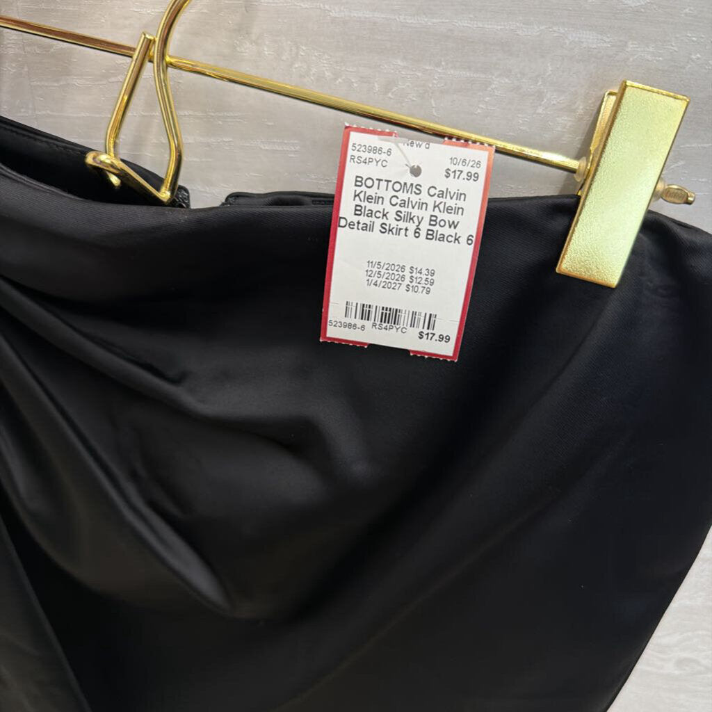 Calvin Klein Black Silky Bow Detail Skirt 6