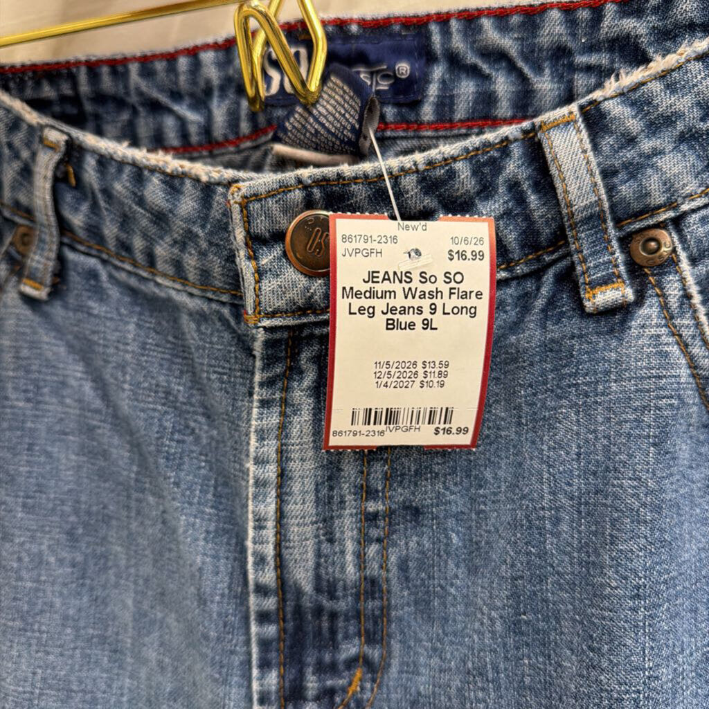 SO Medium Wash Flare Leg Jeans 9 Long