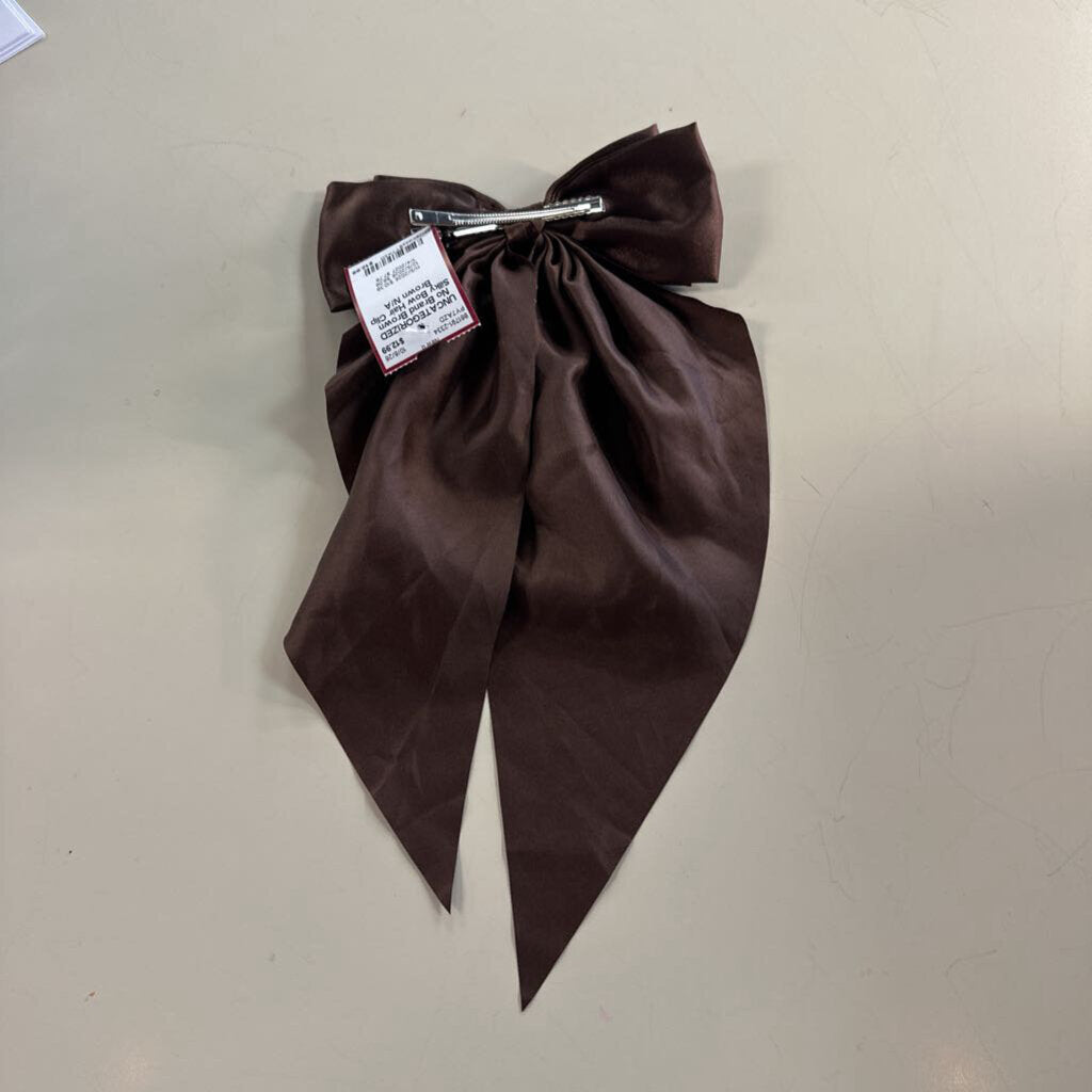 Brown Silky Bow Hair Clip