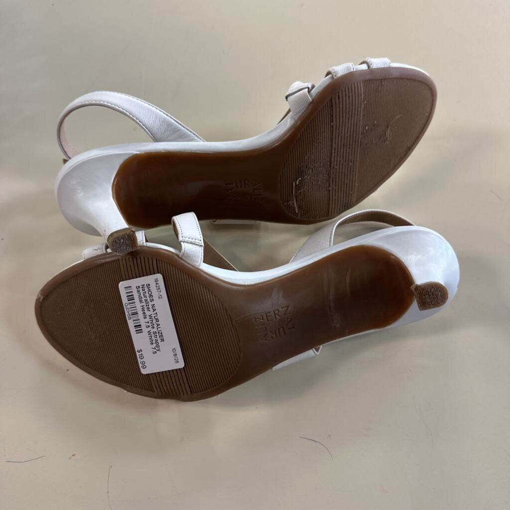 Naturalizer White Strappy Sandal Heels 7.5