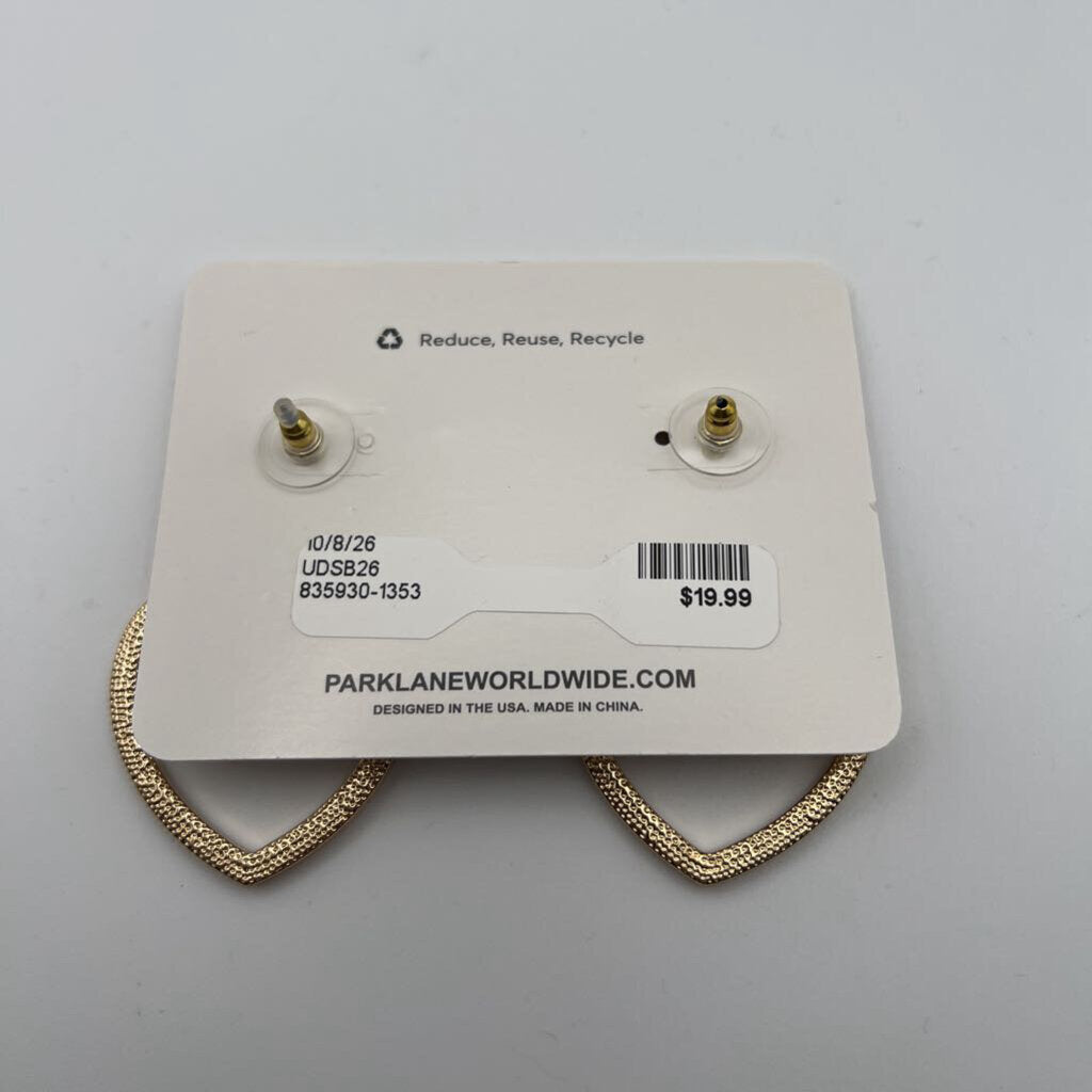 Park Lane Gold/ Rhinestone Drop Heart Earrings