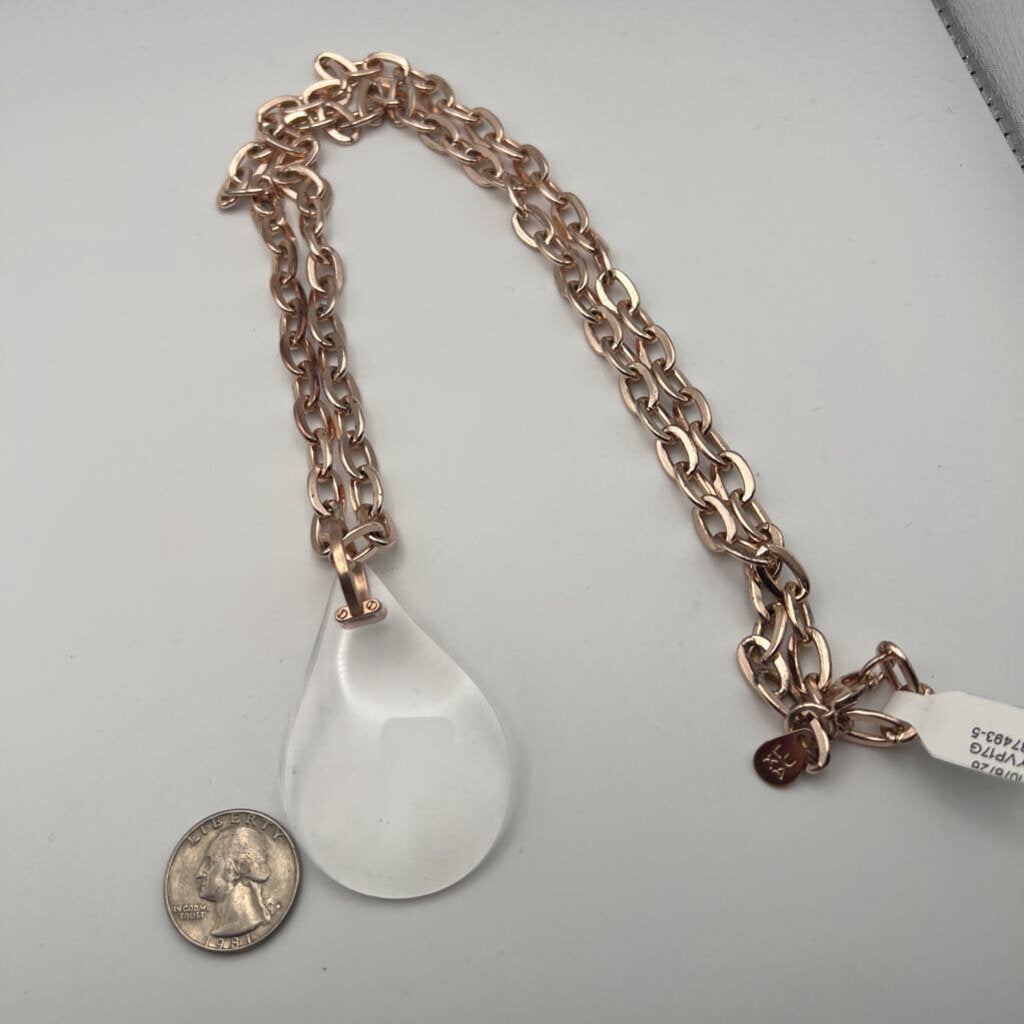 Luka Rose Gold Clear Pendant Long Necklace