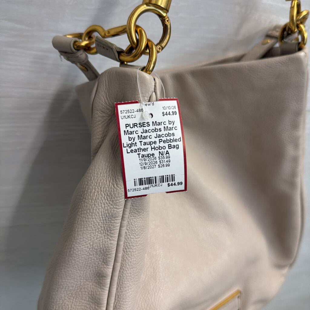 Marc by Marc Jacobs Light Taupe Pebbled Leather Hobo Bag