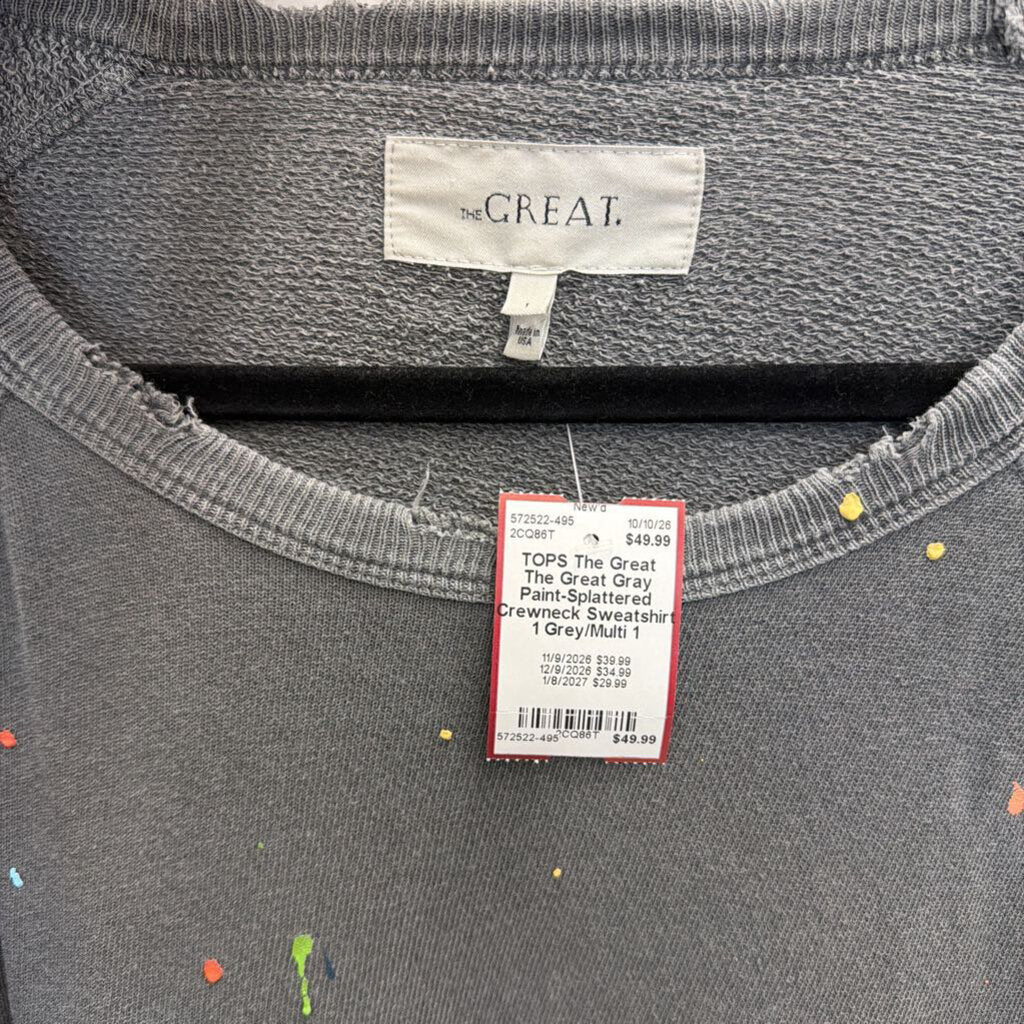 The Great Gray Paint-Splattered Crewneck Sweatshirt 1
