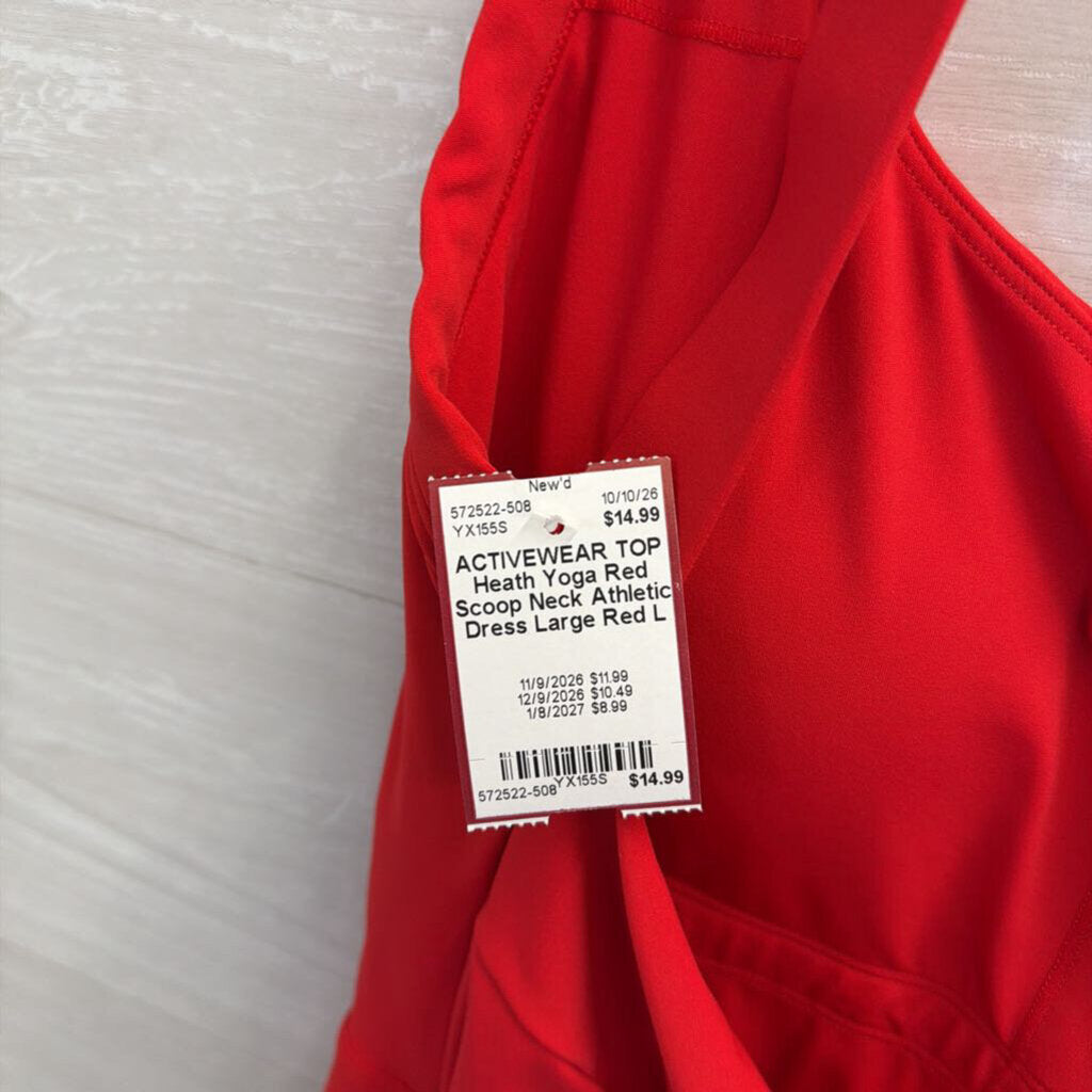 Red Scoop Neck Athletic Dress Large
