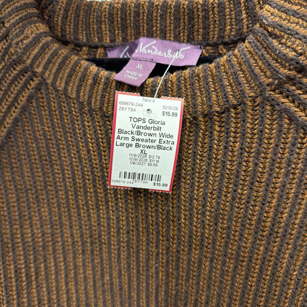 Black/Brown Wide Arm Sweater Extra Large