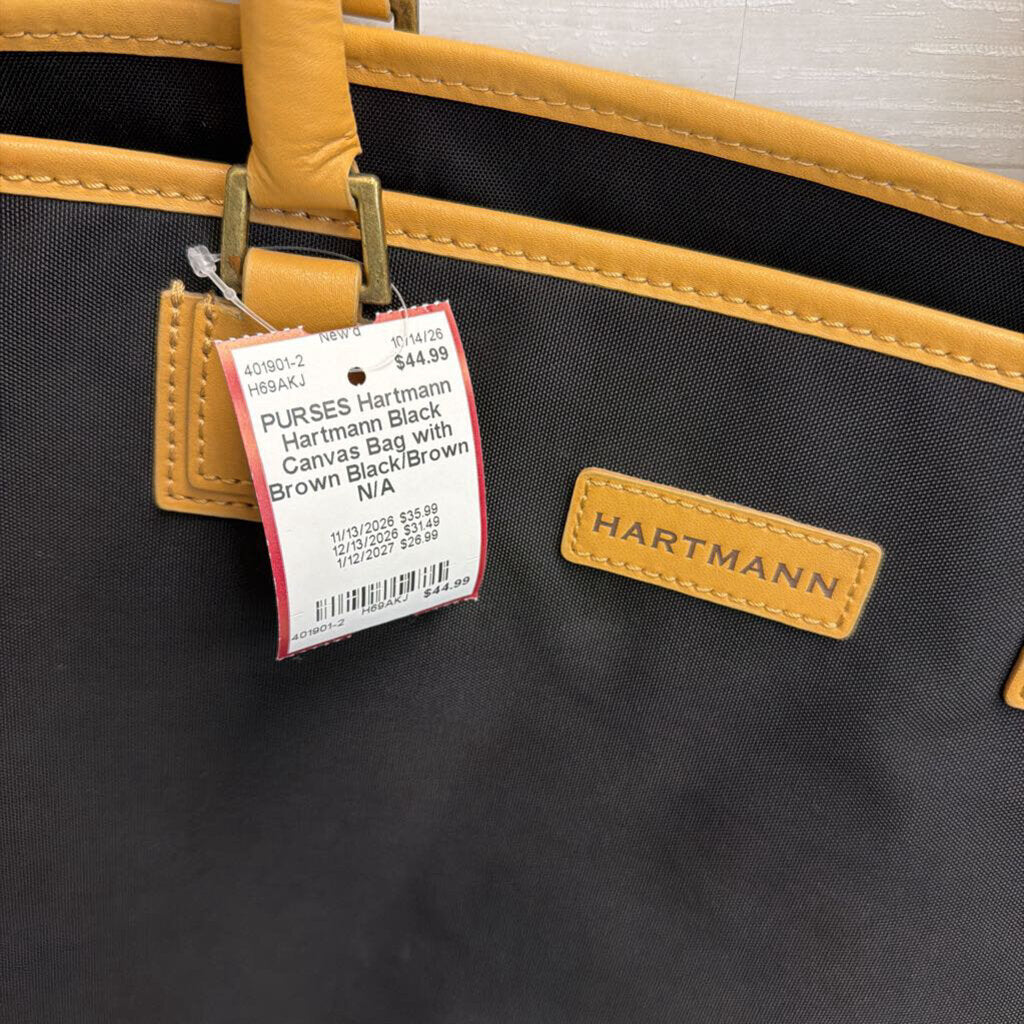 Hartmann Black Canvas Bag with Brown