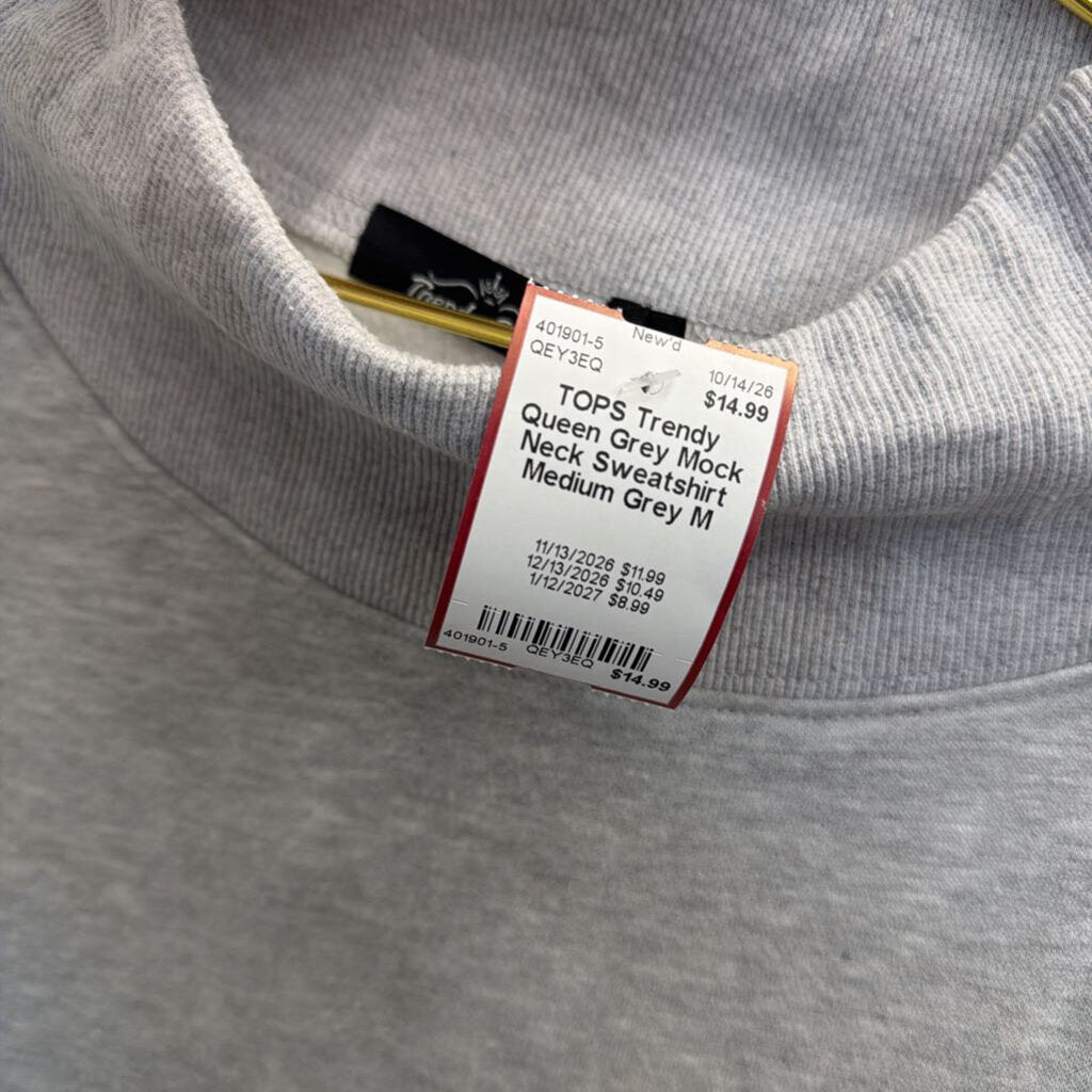 Grey Mock Neck Sweatshirt Medium