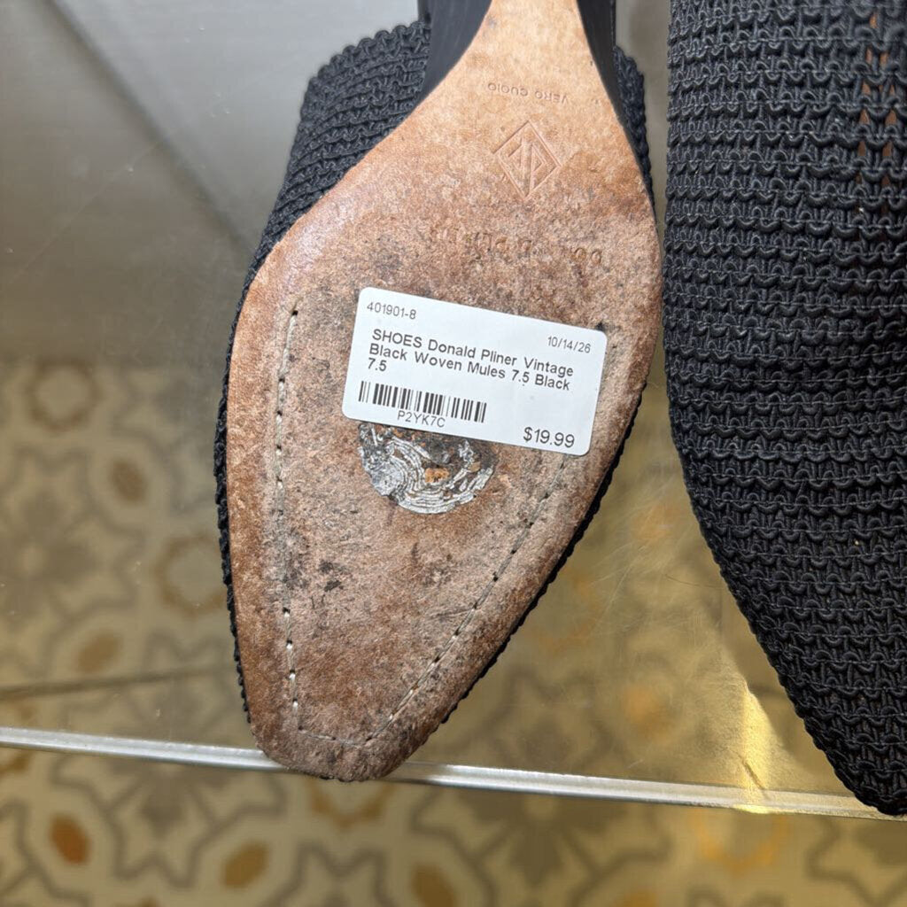 Vintage Black Woven Mules 7.5