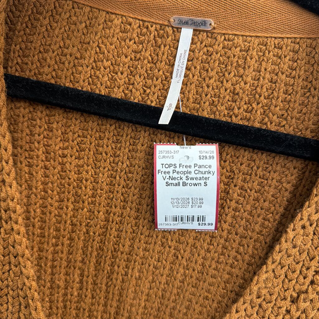 Free People Chunky V-Neck Sweater Small