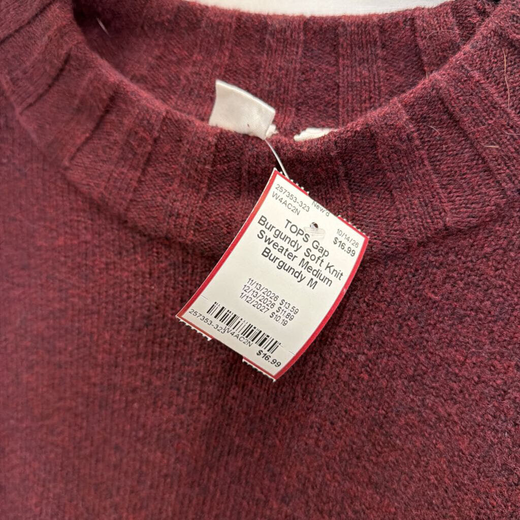 Burgundy Soft Knit Sweater Medium