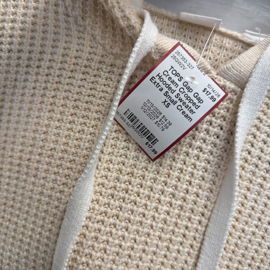 Gap Cream Cropped Hooded Sweater Extra Small
