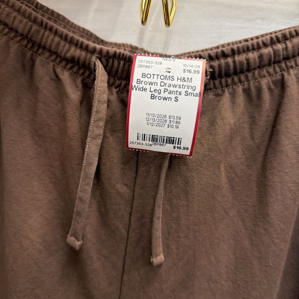 Brown Drawstring Wide Leg Pants Small