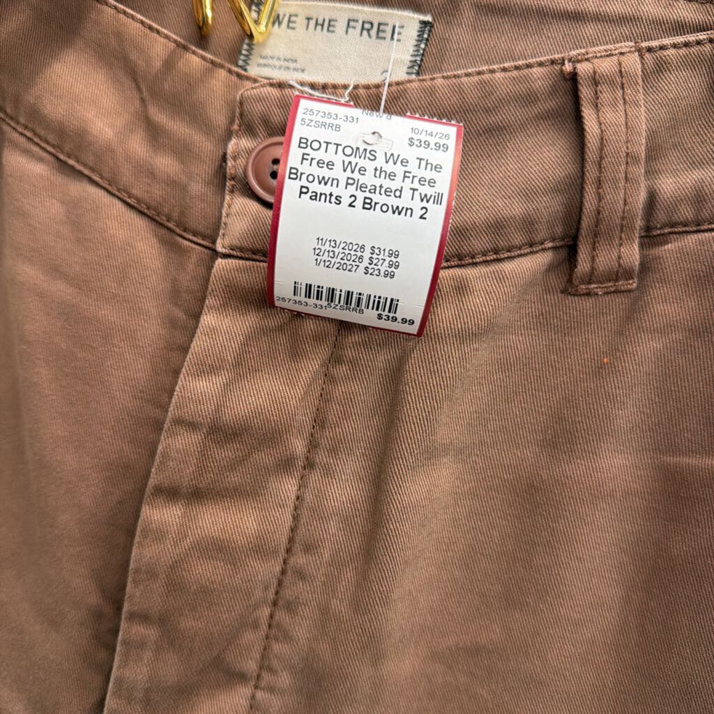 We the Free Brown Pleated Twill Pants 2
