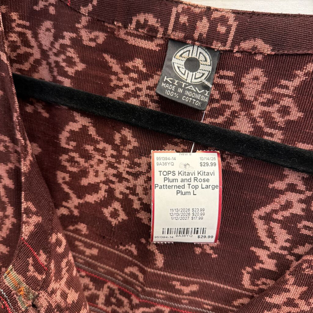 Kitavi Plum and Rose Patterned Top Large